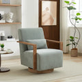 Fauteuil d'appoint pivotant en mélange de lin vert pâle