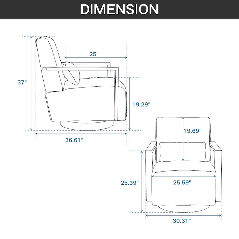 Fauteuil d'appoint pivotant en mélange de lin vert pâle