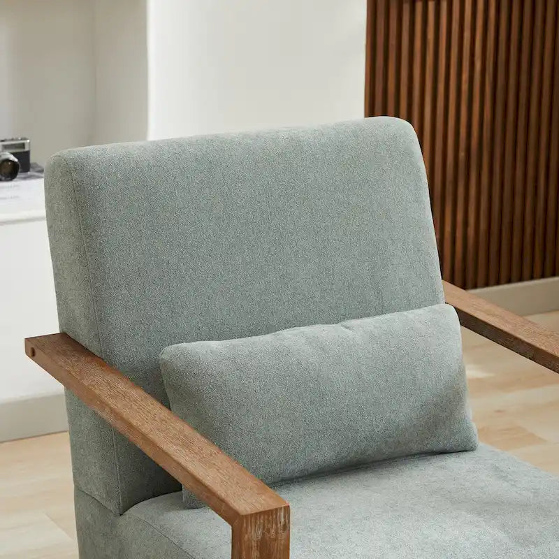 Fauteuil d'appoint pivotant en mélange de lin vert pâle
