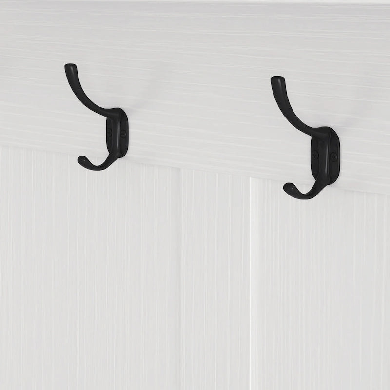 Porte-manteau d'entrée avec banc rembourré, patère, étagères de rangement et panneau perforé