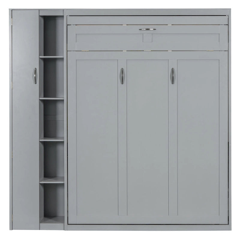 Lit mural escamotable Murphy avec petite armoire et lumières LED