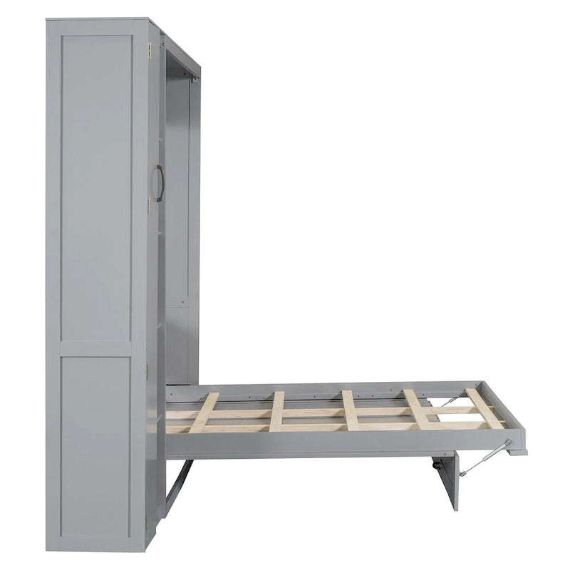 Lit mural escamotable Murphy avec petite armoire et lumières LED