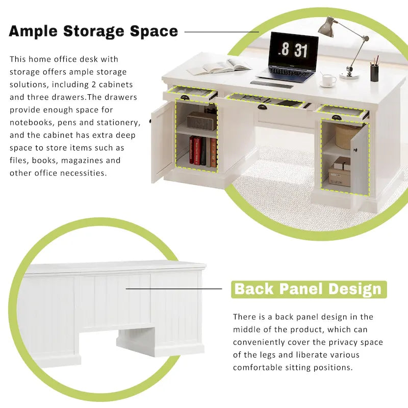 Bureau de direction moderne avec armoire de rangement et tiroirs