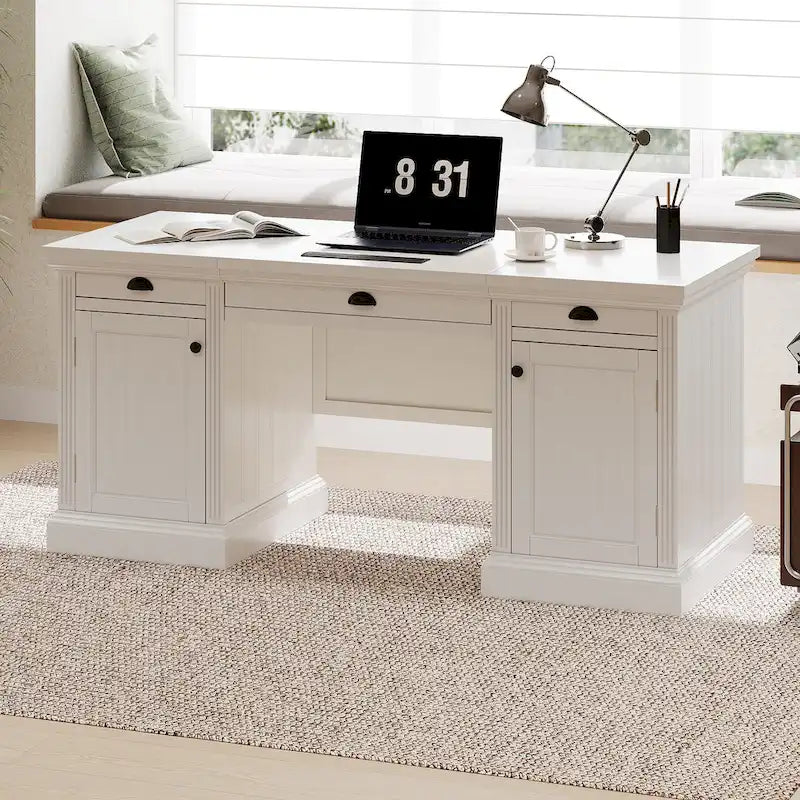 Bureau de direction moderne avec armoire de rangement et tiroirs