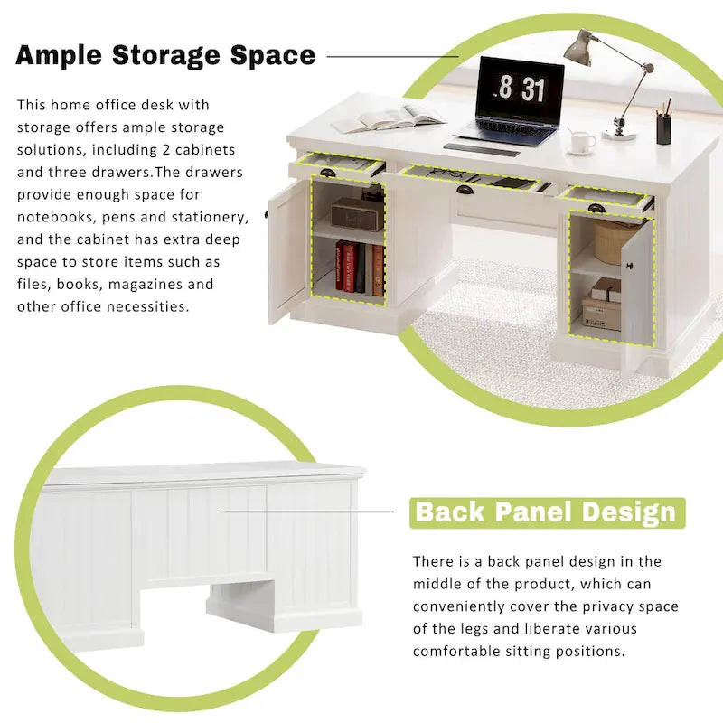Bureau de direction moderne avec armoire de rangement et tiroirs