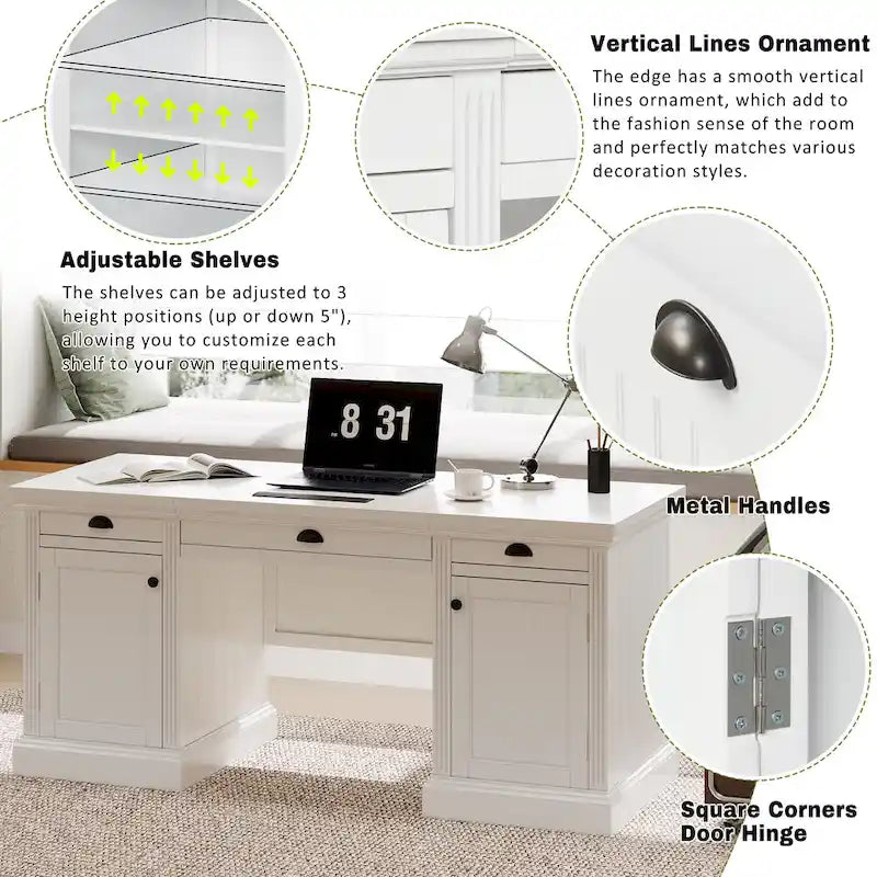 Bureau de direction moderne avec armoire de rangement et tiroirs