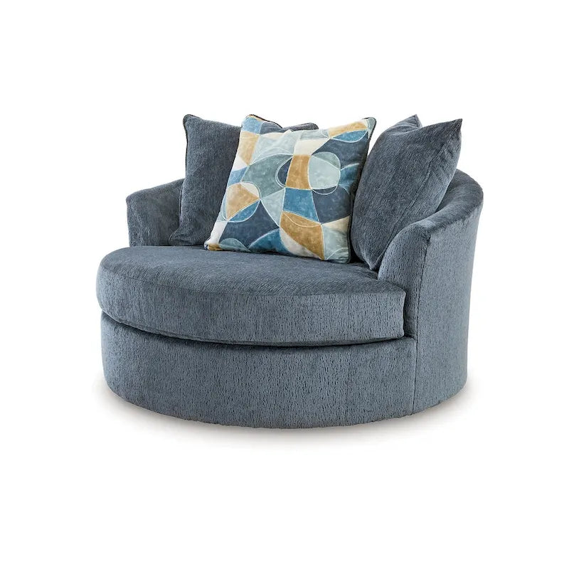 Fauteuil d'appoint pivotant rond surdimensionné, 142 cm, pivotant à 360°, bleu