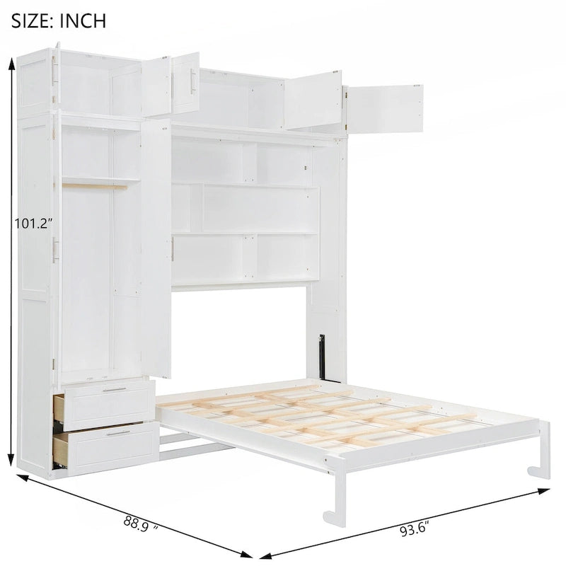 Lit escamotable Queen avec rangement intégré