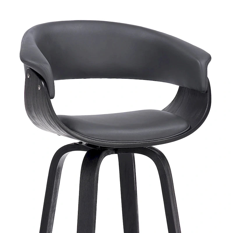 Chaise de bar pivotante en similicuir avec structure en bois et repose-pieds