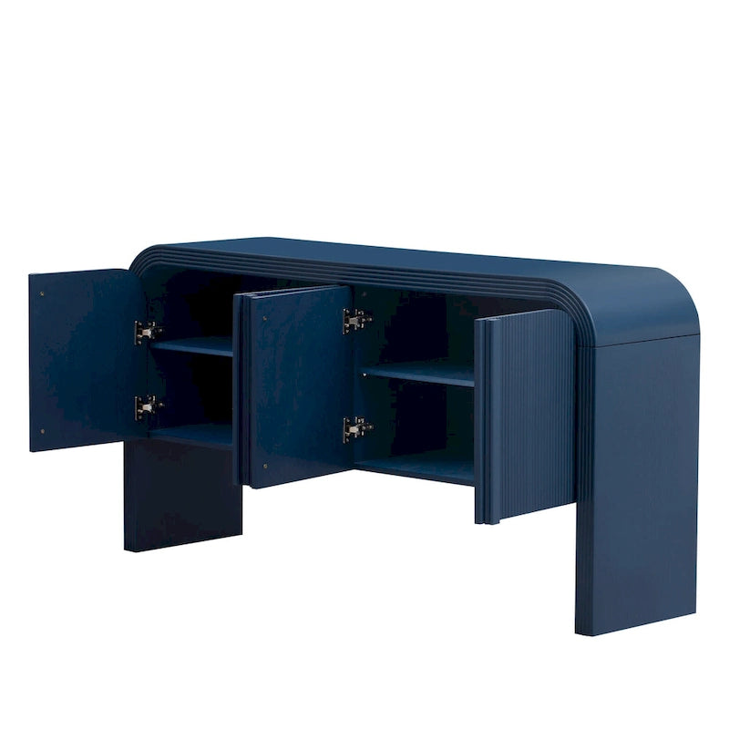 Bahut de rangement avec 4 portes rayées et étagères réglables