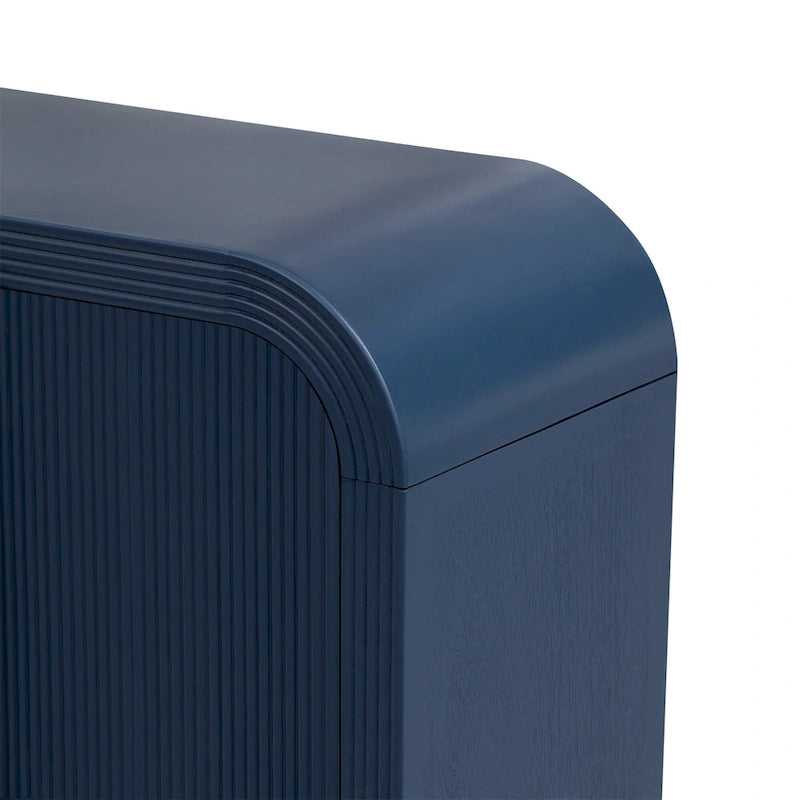 Bahut de rangement avec 4 portes rayées et étagères réglables