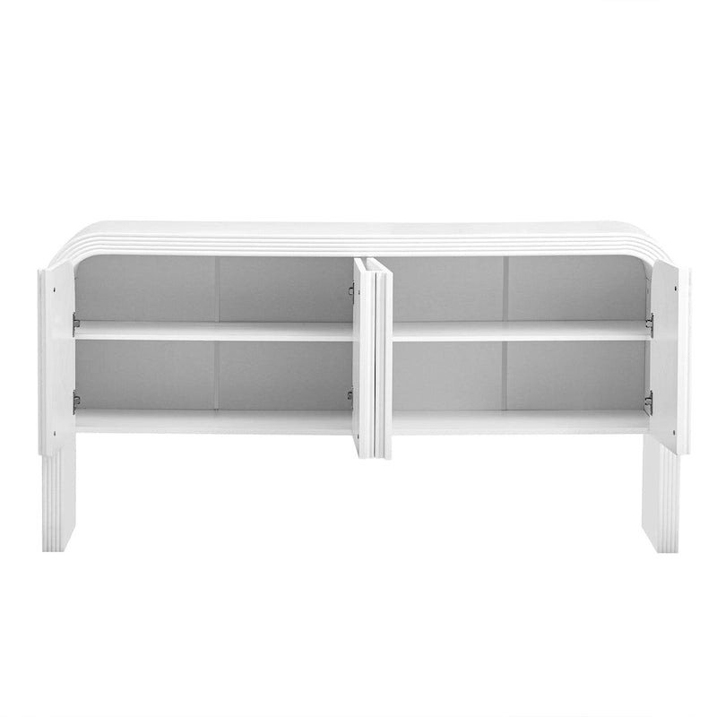 Bahut de rangement avec 4 portes rayées et étagères réglables