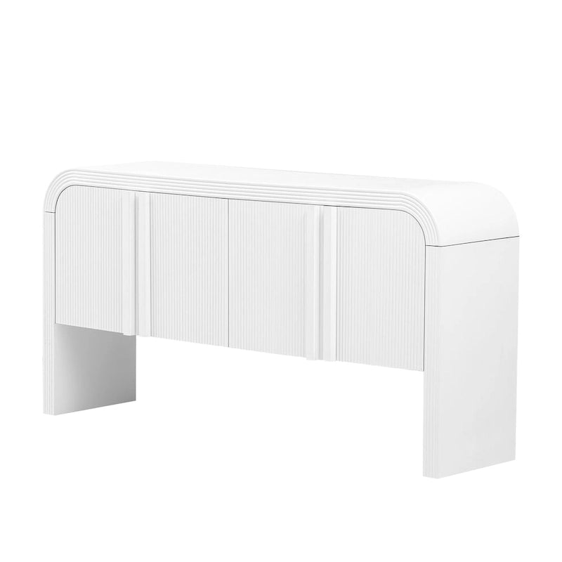 Bahut de rangement avec 4 portes rayées et étagères réglables