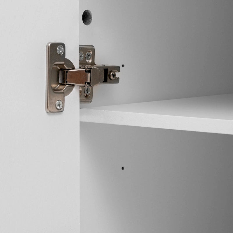 Bahut de rangement avec 4 portes rayées et étagères réglables