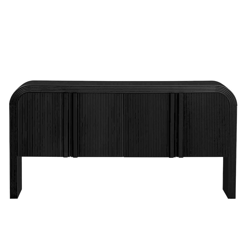 Bahut de rangement avec 4 portes rayées et étagères réglables