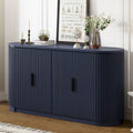 Meuble d'appoint avec portes à rayures verticales et poignées en métal, buffet de rangement avec étagères réglables