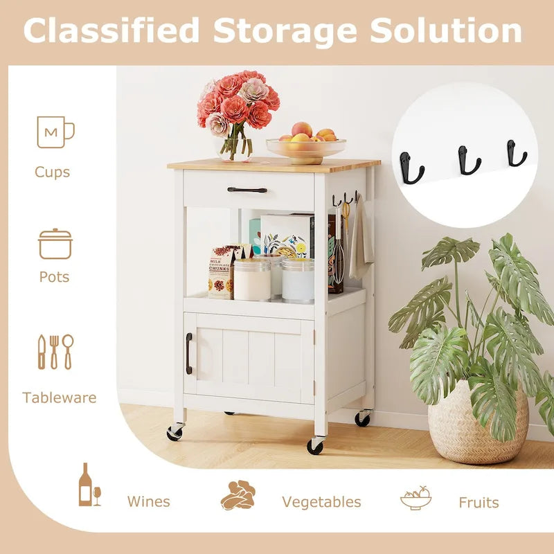 Petit îlot de cuisine sur roulettes chariot mobile