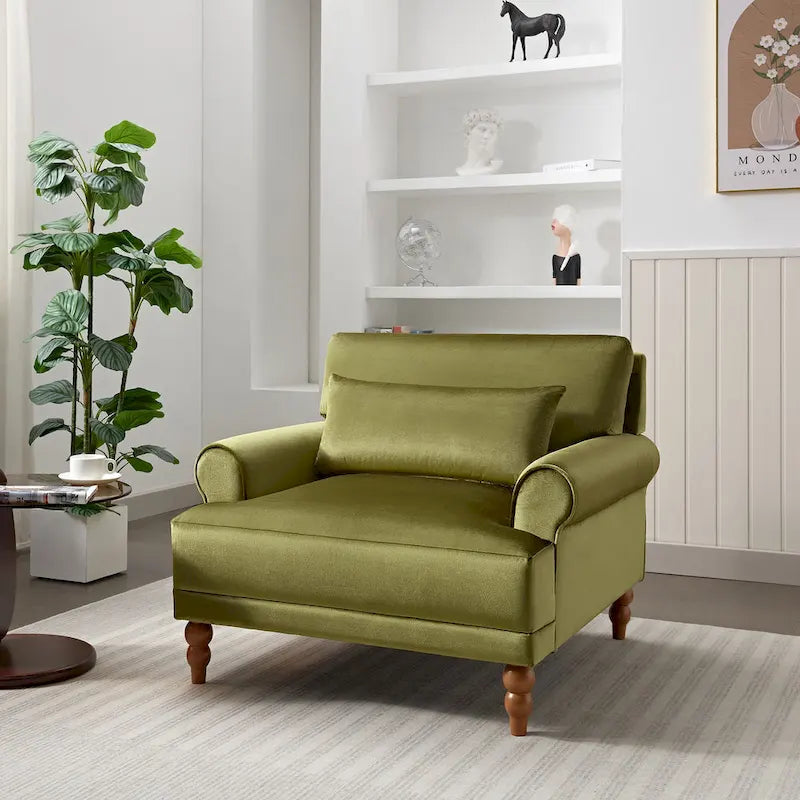 Fauteuil d'appoint moderne en velours de 96 cm avec support lombaire ergonomique
