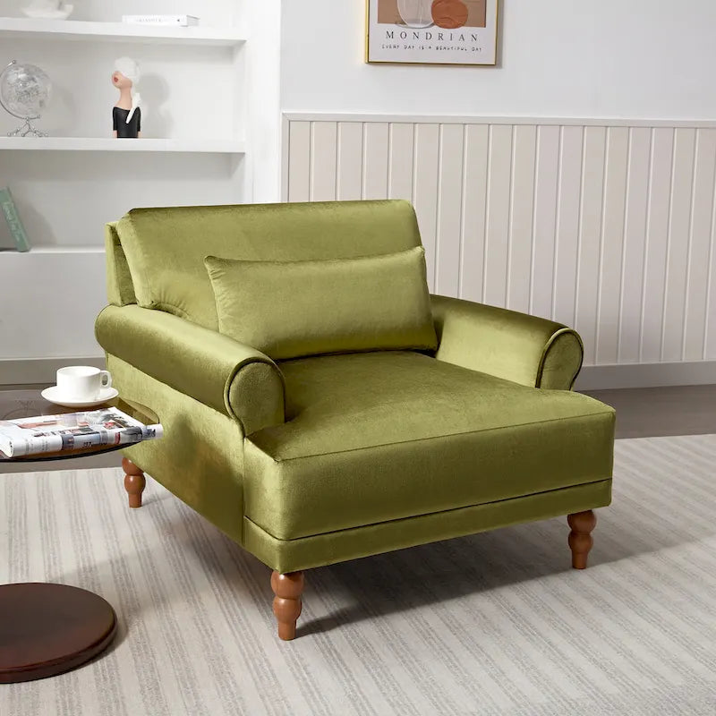 Fauteuil d'appoint moderne en velours de 96 cm avec support lombaire ergonomique