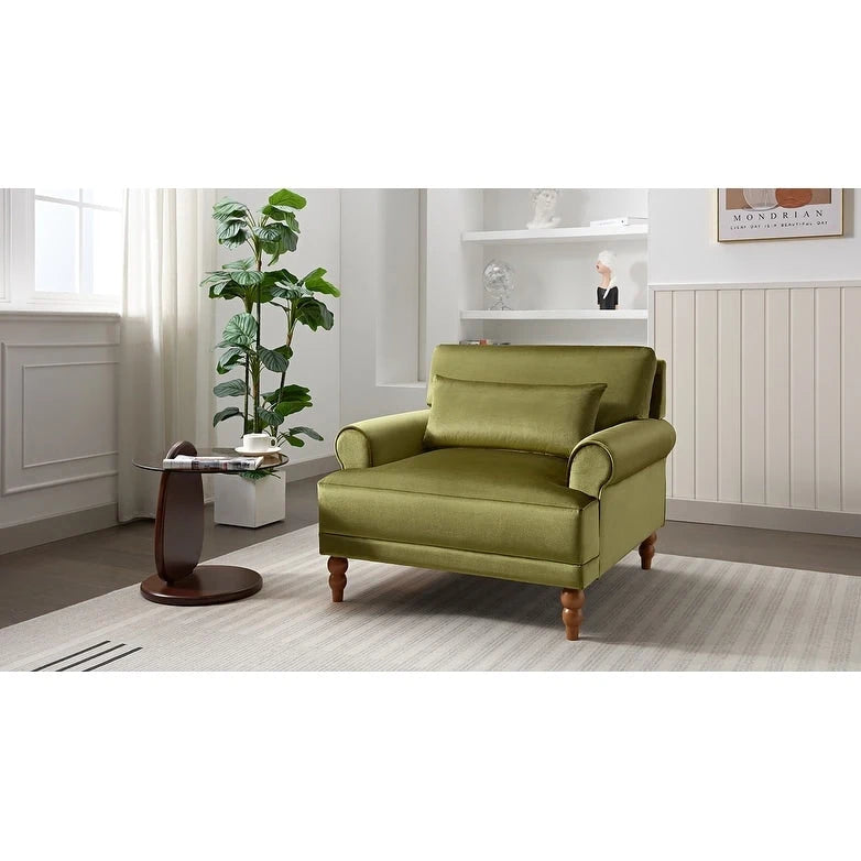 Fauteuil d'appoint moderne en velours de 96 cm avec support lombaire ergonomique