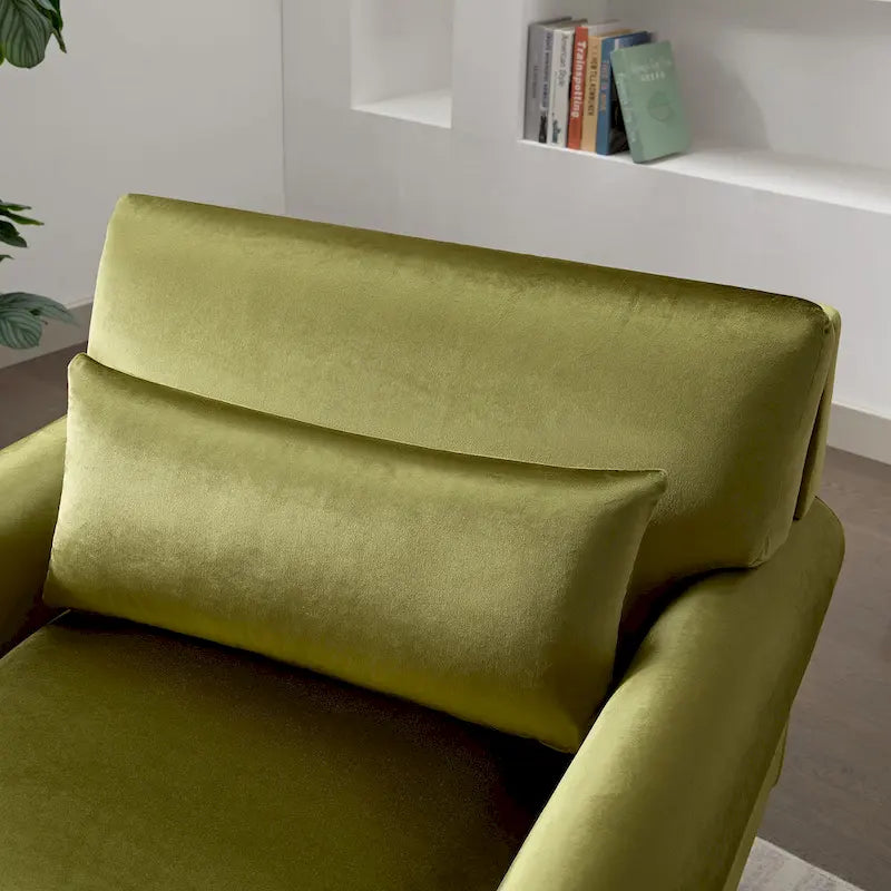 Fauteuil d'appoint moderne en velours de 96 cm avec support lombaire ergonomique