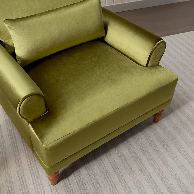Fauteuil d'appoint moderne en velours de 96 cm avec support lombaire ergonomique
