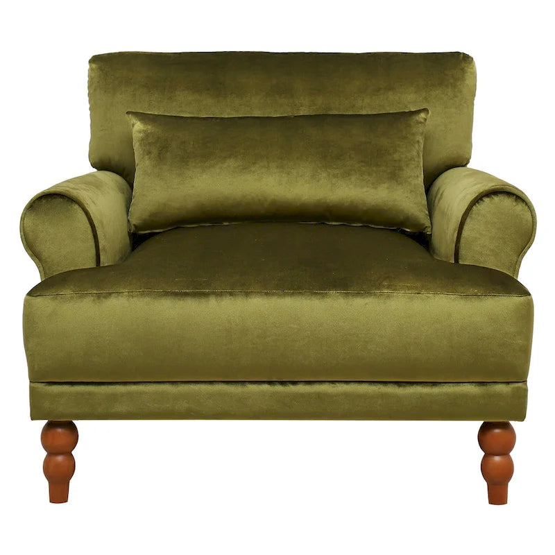 Fauteuil d'appoint moderne en velours de 96 cm avec support lombaire ergonomique