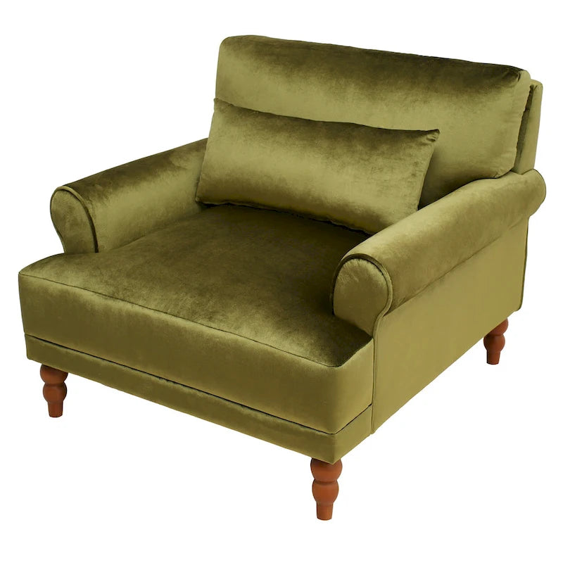 Fauteuil d'appoint moderne en velours de 96 cm avec support lombaire ergonomique