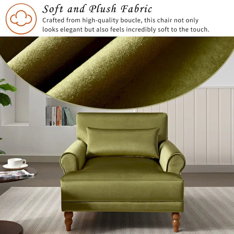 Fauteuil d'appoint moderne en velours de 96 cm avec support lombaire ergonomique