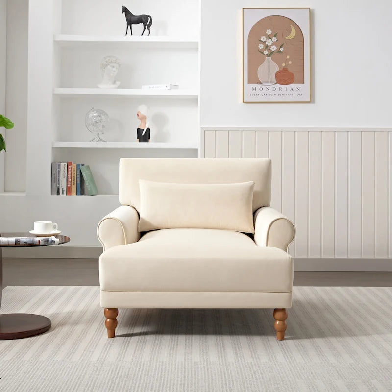 Fauteuil d'appoint moderne en velours de 96 cm avec support lombaire ergonomique