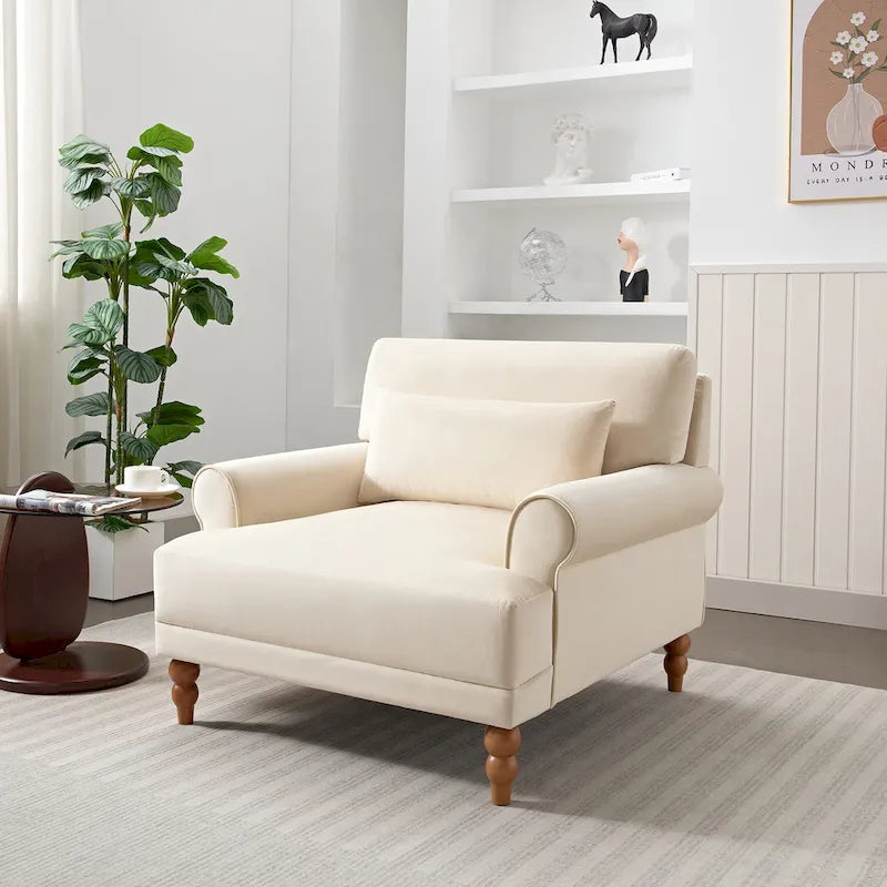 Fauteuil d'appoint moderne en velours de 96 cm avec support lombaire ergonomique