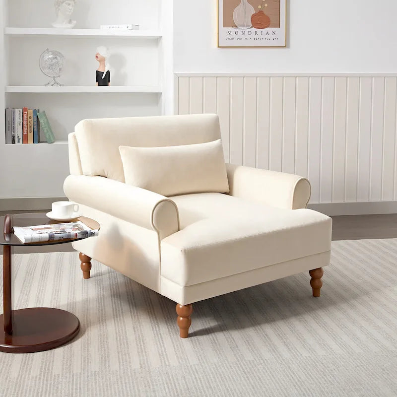 Fauteuil d'appoint moderne en velours de 96 cm avec support lombaire ergonomique