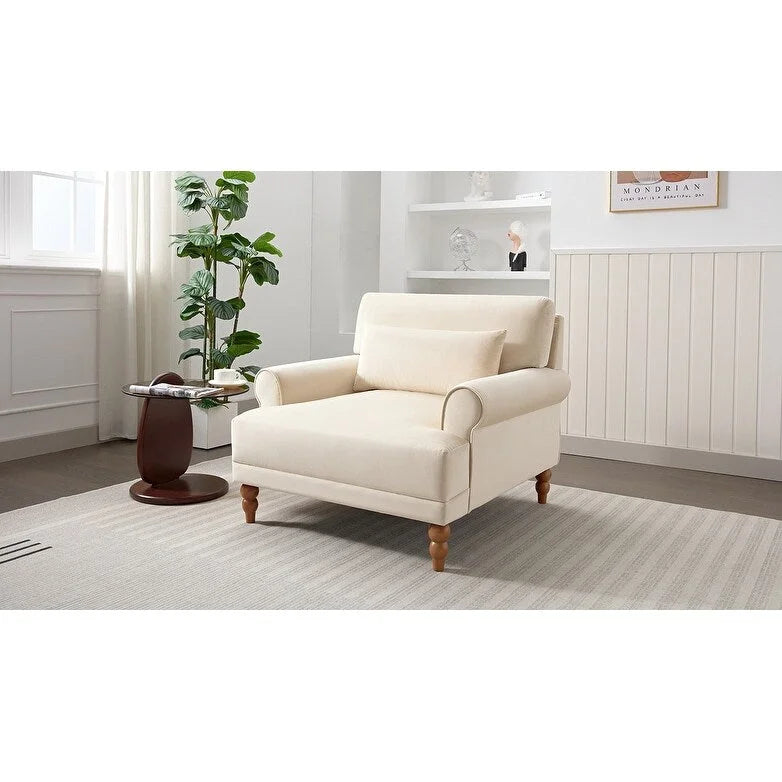 Fauteuil d'appoint moderne en velours de 96 cm avec support lombaire ergonomique