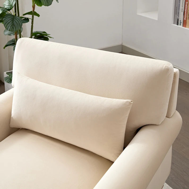Fauteuil d'appoint moderne en velours de 96 cm avec support lombaire ergonomique