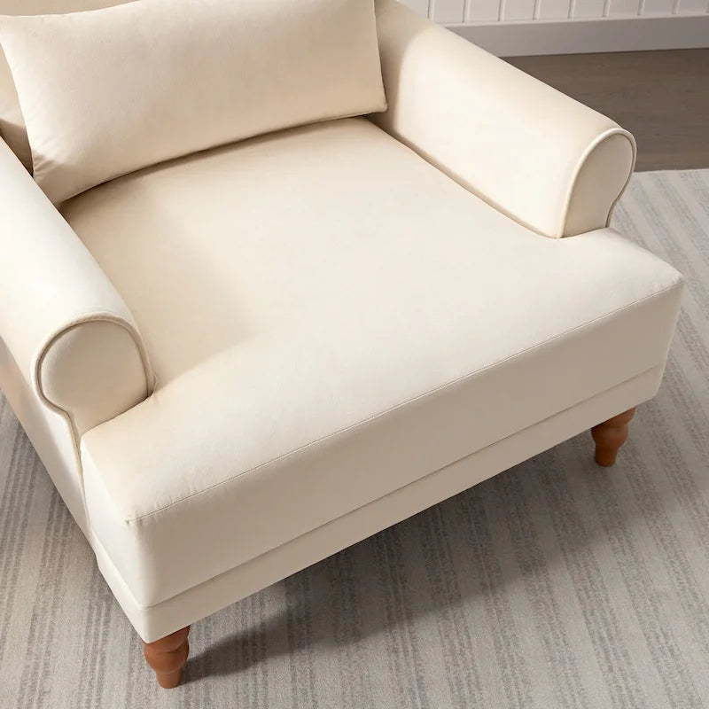 Fauteuil d'appoint moderne en velours de 96 cm avec support lombaire ergonomique