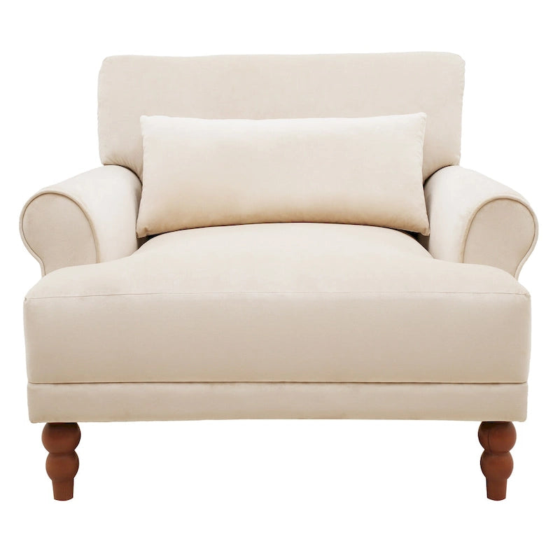 Fauteuil d'appoint moderne en velours de 96 cm avec support lombaire ergonomique