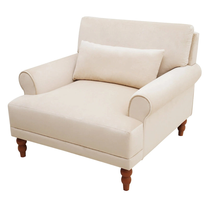 Fauteuil d'appoint moderne en velours de 96 cm avec support lombaire ergonomique