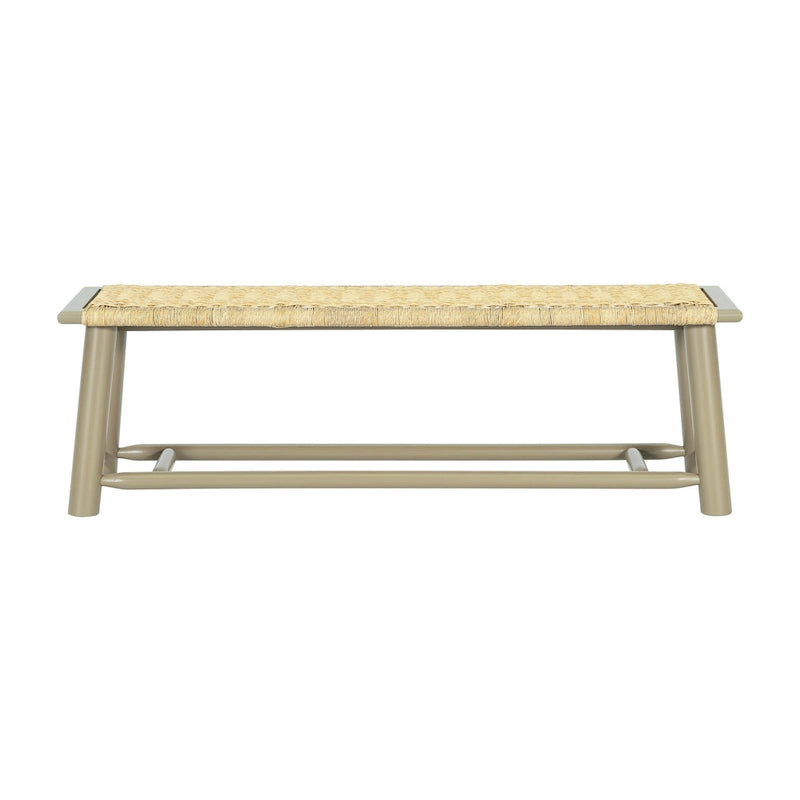 Banc en rotin de bois massif de 150 cm - Banc multifonctionnel intérieur et extérieur couvert