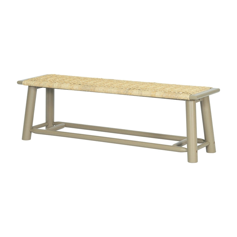 Banc en rotin de bois massif de 150 cm - Banc multifonctionnel intérieur et extérieur couvert