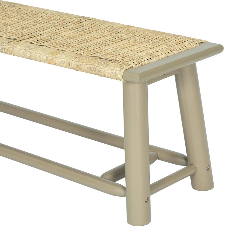 Banc en rotin de bois massif de 150 cm - Banc multifonctionnel intérieur et extérieur couvert