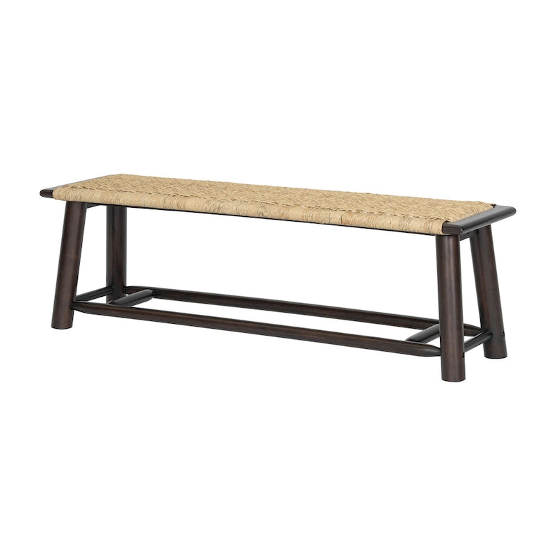 Banc en rotin de bois massif de 150 cm - Banc multifonctionnel intérieur et extérieur couvert