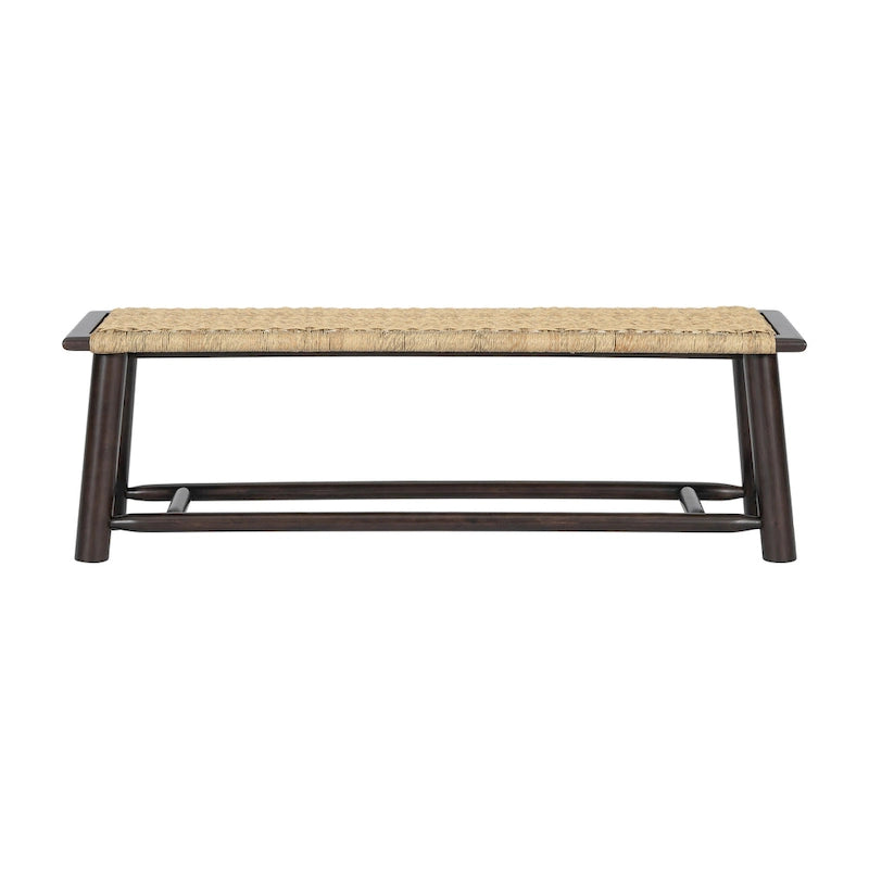 Banc en rotin de bois massif de 150 cm - Banc multifonctionnel intérieur et extérieur couvert