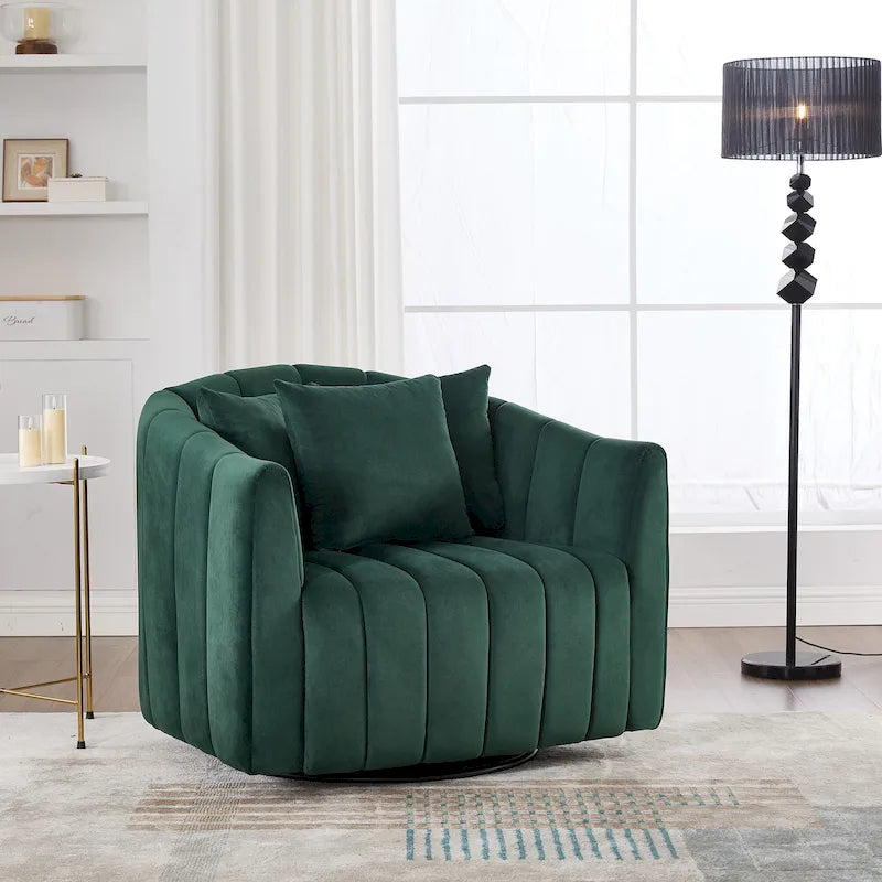 Fauteuil d'appoint pivotant à 360° surdimensionné, fauteuil en velours capitonné