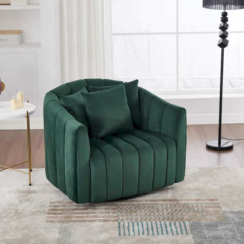 Fauteuil d'appoint pivotant à 360° surdimensionné, fauteuil en velours capitonné