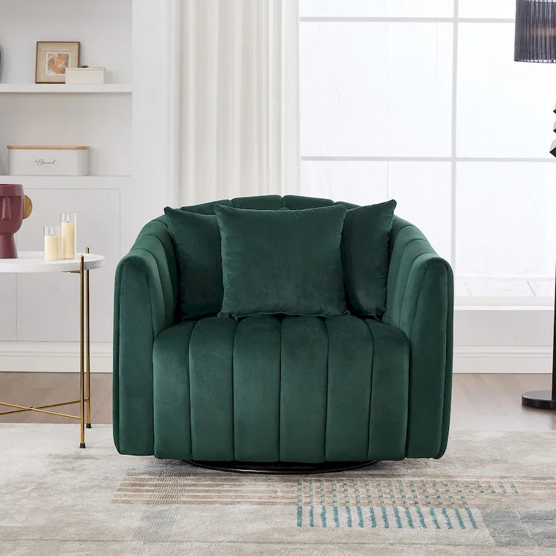 Fauteuil d'appoint pivotant à 360° surdimensionné, fauteuil en velours capitonné
