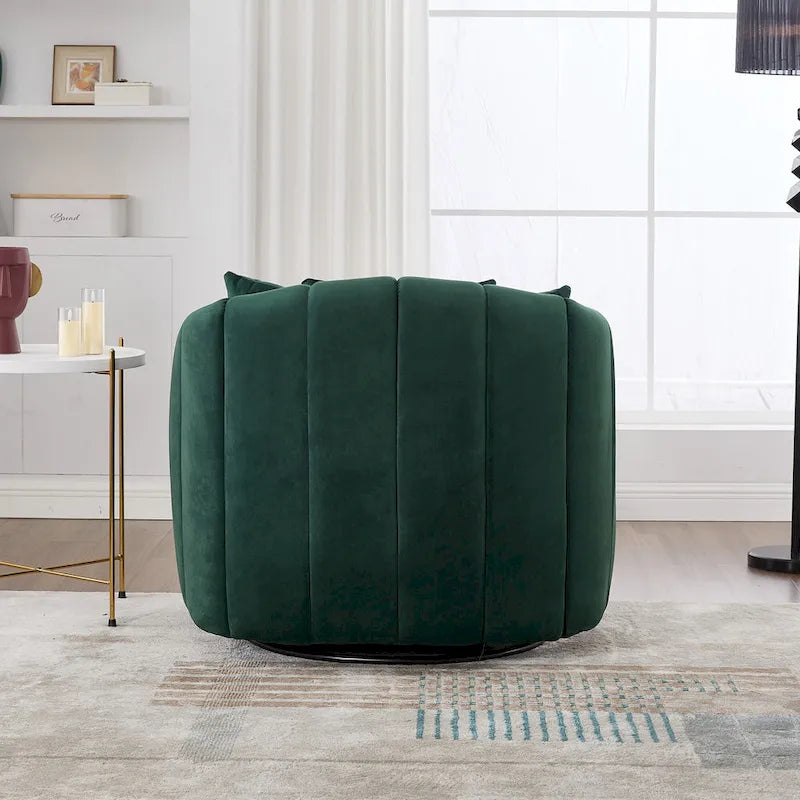 Fauteuil d'appoint pivotant à 360° surdimensionné, fauteuil en velours capitonné