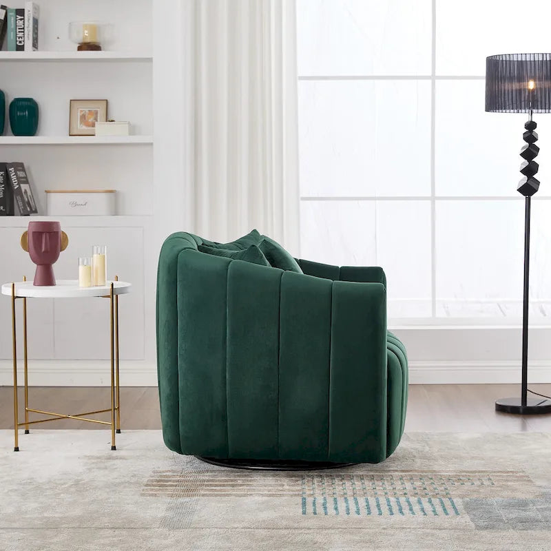 Fauteuil d'appoint pivotant à 360° surdimensionné, fauteuil en velours capitonné