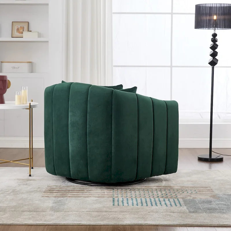 Fauteuil d'appoint pivotant à 360° surdimensionné, fauteuil en velours capitonné