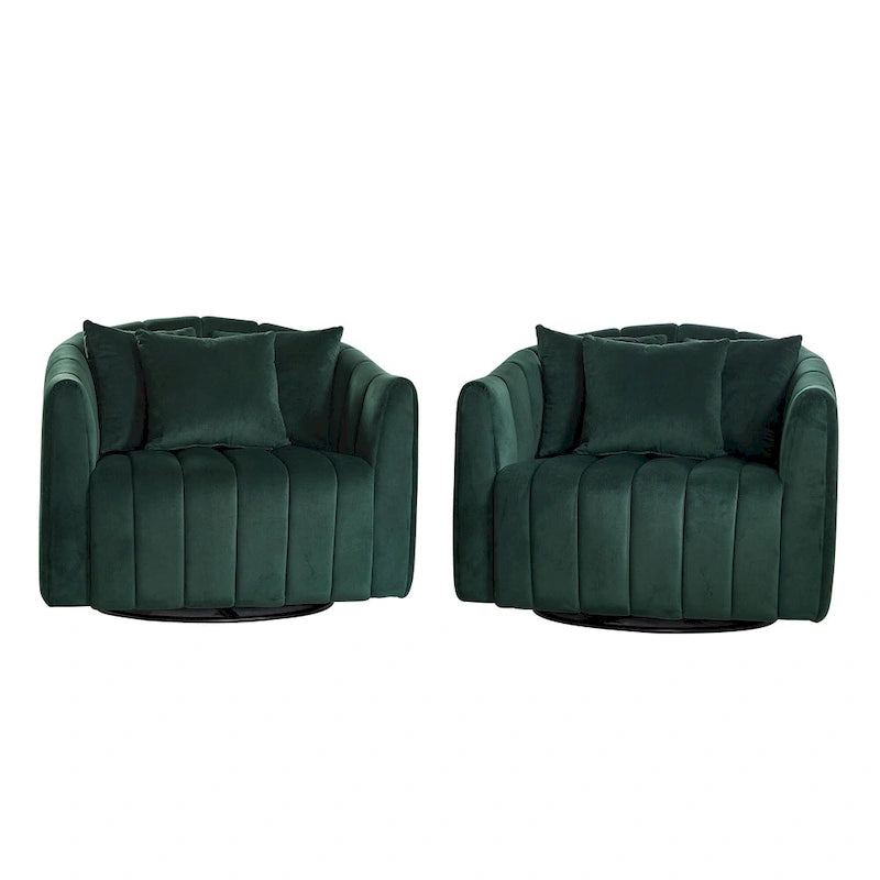 Fauteuil d'appoint pivotant à 360° surdimensionné, fauteuil en velours capitonné