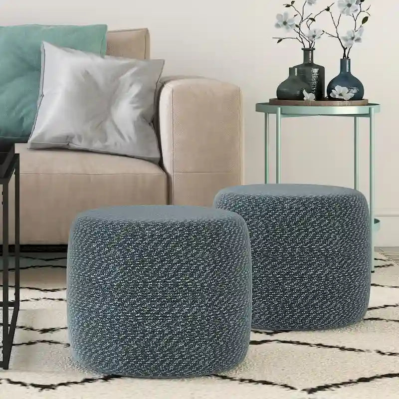 Pouf tressé rond